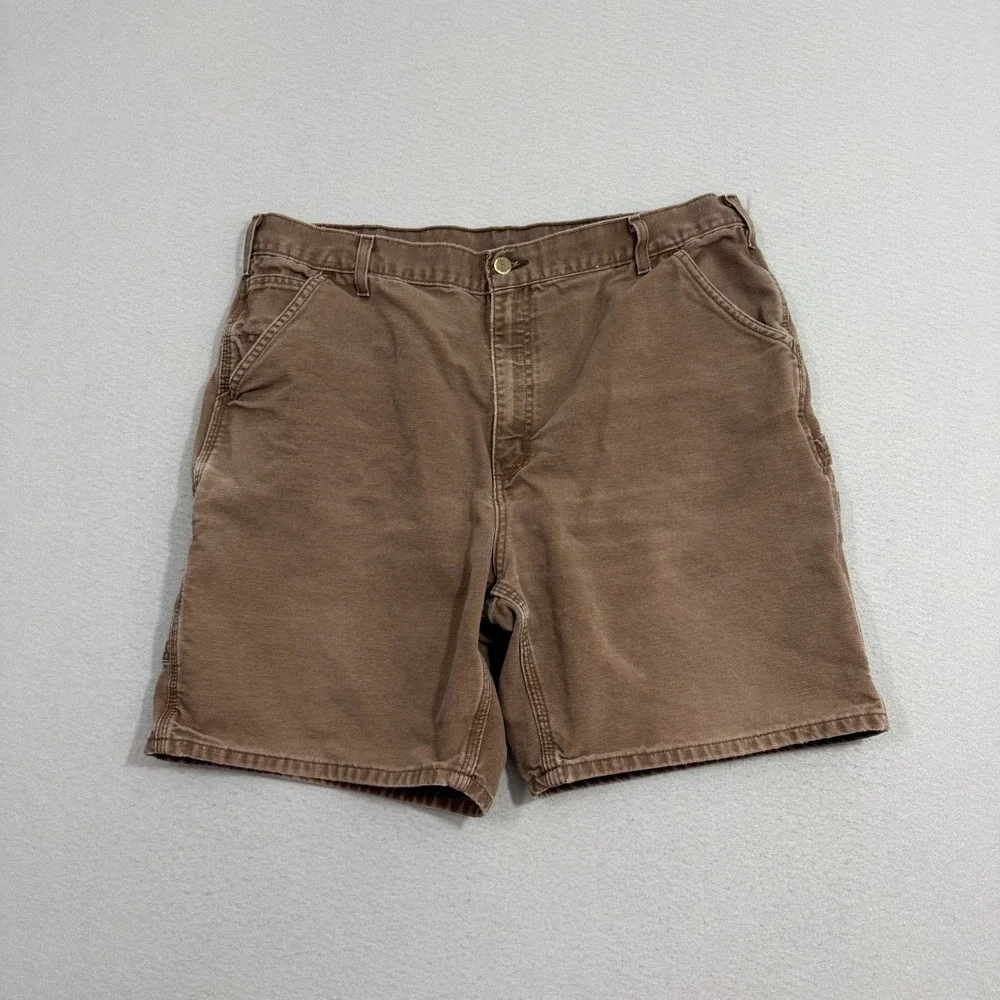 Vintage Carhartt Carpenter Shorts Men's 38 Brown Canvas 9